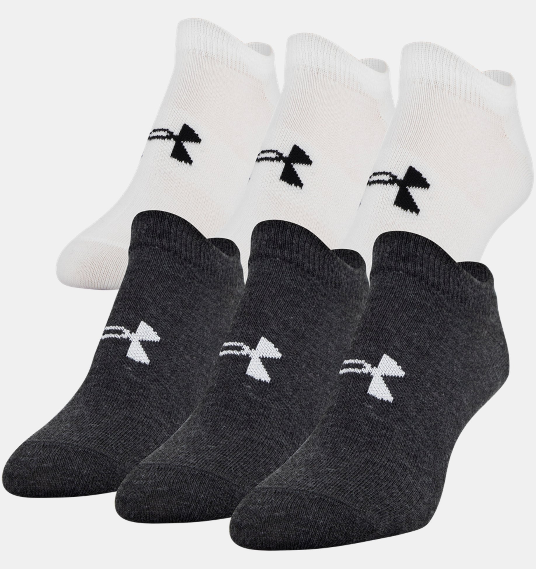 Under Armour Essential 6 Pack Womens No Show Socks White Invisible Liner Sports 